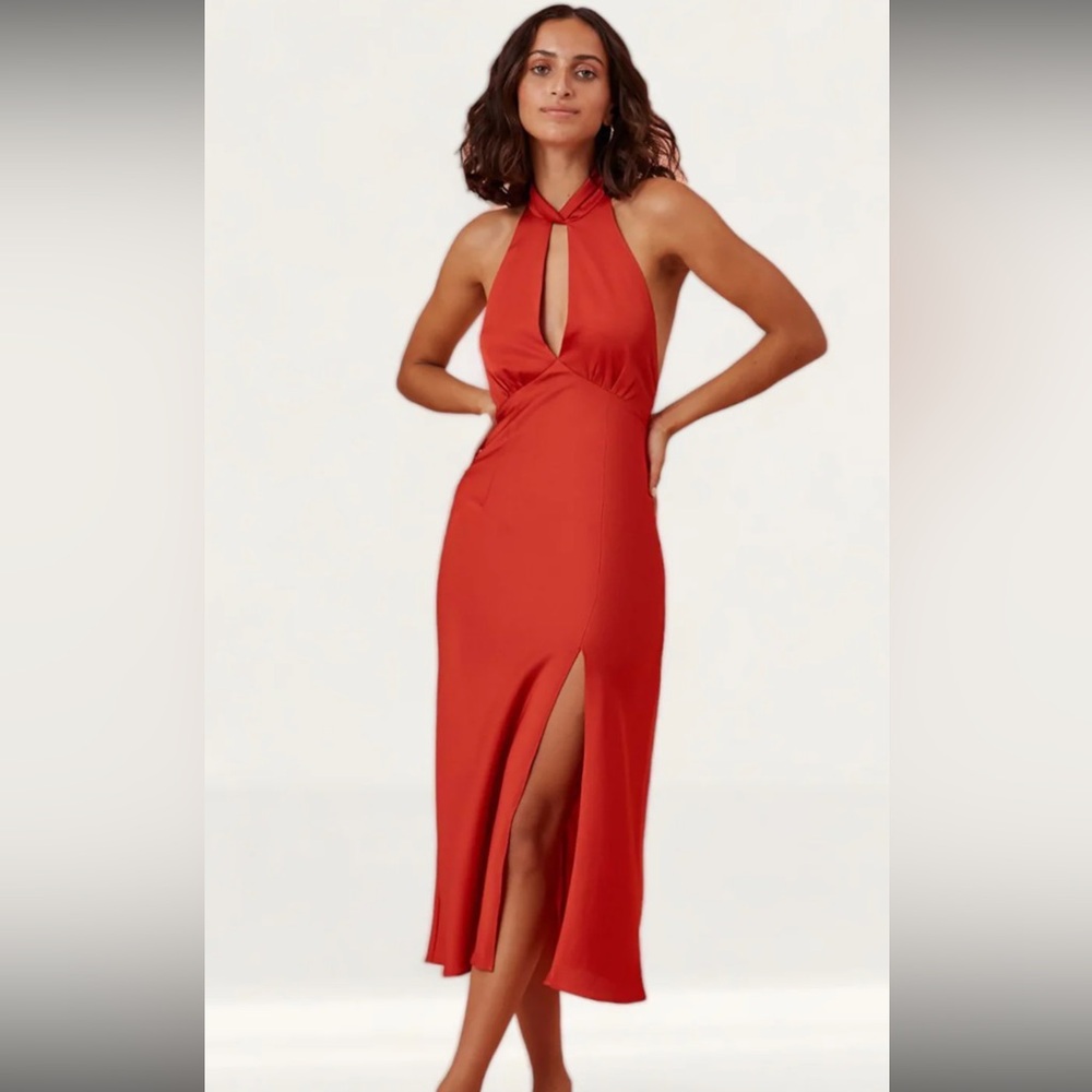 Finders Keepers Vibrant Red Backless Dress